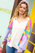 Load image into Gallery viewer, Feeling Bold Lilac Multicolor Stripe Collared V Neck Pullover
