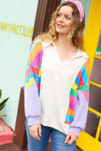 Load image into Gallery viewer, Feeling Bold Lilac Multicolor Stripe Collared V Neck Pullover
