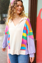 Load image into Gallery viewer, Feeling Bold Lilac Multicolor Stripe Collared V Neck Pullover
