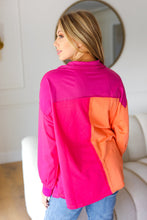 Load image into Gallery viewer, Feeling Bold Orange &amp; Fuchsia Color Block Button Down Top
