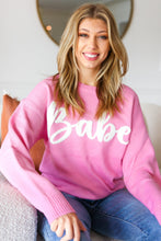 Load image into Gallery viewer, Pink &quot;Babe&quot; Embroidered Pop Up Sweater
