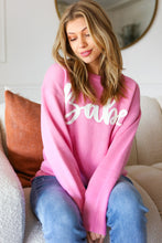 Load image into Gallery viewer, Pink &quot;Babe&quot; Embroidered Pop Up Sweater
