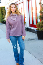 Load image into Gallery viewer, Tried And True Mauve Cowl Neck Button Detail Sweater
