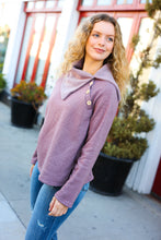 Load image into Gallery viewer, Tried And True Mauve Cowl Neck Button Detail Sweater
