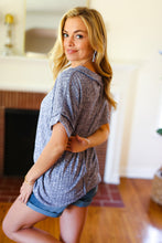 Load image into Gallery viewer, Weekend Ready Denim Banded V Neck Textured Slub Rib Top
