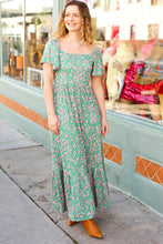 Load image into Gallery viewer, Perfectly You Green Ditzy Floral Fit &amp; Flare Maxi Dress
