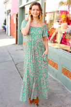 Load image into Gallery viewer, Perfectly You Green Ditzy Floral Fit &amp; Flare Maxi Dress
