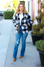 Load image into Gallery viewer, It&#39;s Your Best Black &amp; Ivory Plaid Sherpa Button Down Jacket
