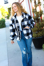 Load image into Gallery viewer, It&#39;s Your Best Black &amp; Ivory Plaid Sherpa Button Down Jacket
