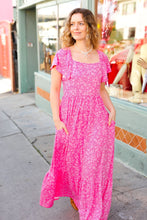 Load image into Gallery viewer, Perfectly You Fuchsia Ditzy Floral Fit &amp; Flare Maxi Dress
