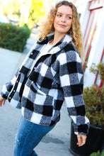 Load image into Gallery viewer, It&#39;s Your Best Black &amp; Ivory Plaid Sherpa Button Down Jacket
