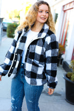 Load image into Gallery viewer, It&#39;s Your Best Black &amp; Ivory Plaid Sherpa Button Down Jacket
