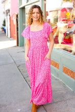 Load image into Gallery viewer, Perfectly You Fuchsia Ditzy Floral Fit &amp; Flare Maxi Dress
