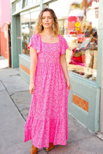 Load image into Gallery viewer, Perfectly You Fuchsia Ditzy Floral Fit &amp; Flare Maxi Dress
