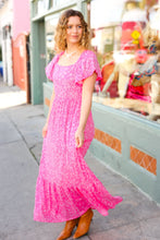 Load image into Gallery viewer, Perfectly You Fuchsia Ditzy Floral Fit &amp; Flare Maxi Dress
