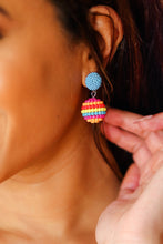 Load image into Gallery viewer, Blue Beaded Sphere Drop Earrings
