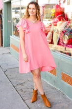 Load image into Gallery viewer, Out For The Day Peach Crinkle Woven Ruffle Sleeve Dress
