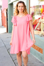 Load image into Gallery viewer, Out For The Day Peach Crinkle Woven Ruffle Sleeve Dress
