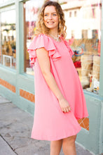 Load image into Gallery viewer, Out For The Day Peach Crinkle Woven Ruffle Sleeve Dress
