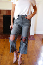 Load image into Gallery viewer, Cut Loose Ash Black High Rise Washed Distressed Cropped Pants
