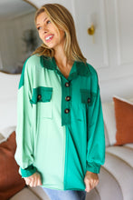 Load image into Gallery viewer, On The Way Up Mint Color Block Button Down Pullover
