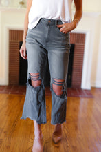 Load image into Gallery viewer, Cut Loose Ash Black High Rise Washed Distressed Cropped Pants
