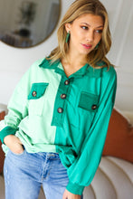 Load image into Gallery viewer, On The Way Up Mint Color Block Button Down Pullover
