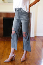 Load image into Gallery viewer, Cut Loose Ash Black High Rise Washed Distressed Cropped Pants
