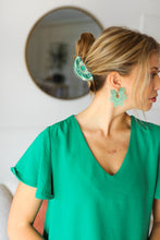 Load image into Gallery viewer, Green Vintage Metal Flower Power Earrings
