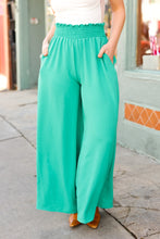 Load image into Gallery viewer, Just Dreaming Emerald Smocked Waist Palazzo Pants
