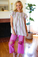 Load image into Gallery viewer, Easy To Love Lavender Stripe Double Ruffle Sleeve Frill Tiered Top
