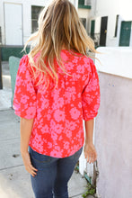 Load image into Gallery viewer, New Day Red Ribbon Bow Detail Floral Woven Blouse
