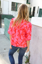 Load image into Gallery viewer, New Day Red Ribbon Bow Detail Floral Woven Blouse
