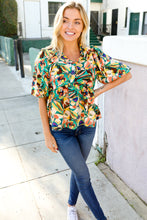 Load image into Gallery viewer, Find Love Green/Yellow Floral Frill Balloon Short Sleeve Top
