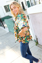 Load image into Gallery viewer, Find Love Green/Yellow Floral Frill Balloon Short Sleeve Top
