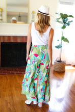 Load image into Gallery viewer, Feeling Couture Ivory &amp; Mint Corded Geo Print Wide Leg Jumpsuit
