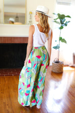 Load image into Gallery viewer, Feeling Couture Ivory &amp; Mint Corded Geo Print Wide Leg Jumpsuit
