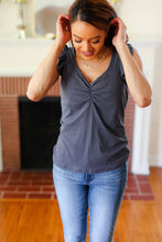 Load image into Gallery viewer, Sunny Days Charcoal Sweetheart Neckline Ribbed Top
