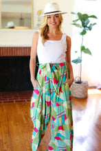 Load image into Gallery viewer, Feeling Couture Ivory &amp; Mint Corded Geo Print Wide Leg Jumpsuit
