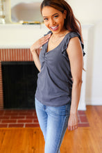 Load image into Gallery viewer, Sunny Days Charcoal Sweetheart Neckline Ribbed Top
