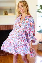 Load image into Gallery viewer, Love Found Blue &amp; Lavender Ikat Print V Neck Dress
