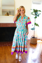 Load image into Gallery viewer, Beautiful You Mint Floral Border Print Smocked Waist Maxi Dress
