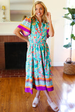 Load image into Gallery viewer, Beautiful You Mint Floral Border Print Smocked Waist Maxi Dress
