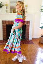 Load image into Gallery viewer, Beautiful You Mint Floral Border Print Smocked Waist Maxi Dress
