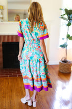 Load image into Gallery viewer, Beautiful You Mint Floral Border Print Smocked Waist Maxi Dress
