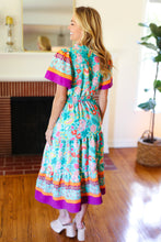 Load image into Gallery viewer, Beautiful You Mint Floral Border Print Smocked Waist Maxi Dress
