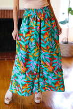 Load image into Gallery viewer, Summer Vibes Green &amp; Orange Abstract Print Smocked Palazzo Pants
