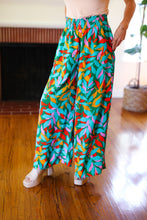 Load image into Gallery viewer, Summer Vibes Green &amp; Orange Abstract Print Smocked Palazzo Pants
