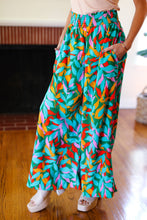 Load image into Gallery viewer, Summer Vibes Green &amp; Orange Abstract Print Smocked Palazzo Pants
