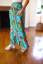 Load image into Gallery viewer, Summer Vibes Green &amp; Orange Abstract Print Smocked Palazzo Pants
